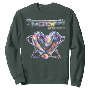 Funny Anti Valentines Day Sweatshirt Heart Protect Anti Love Single Day TS10 Dark Forest Green Print Your Wear