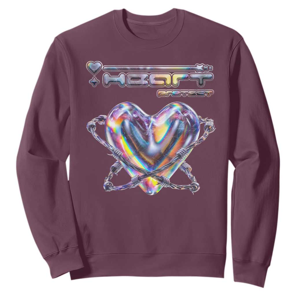 Funny Anti Valentines Day Sweatshirt Heart Protect Anti Love Single Day TS10 Maroon Print Your Wear