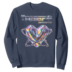 Funny Anti Valentines Day Sweatshirt Heart Protect Anti Love Single Day TS10 Navy Print Your Wear