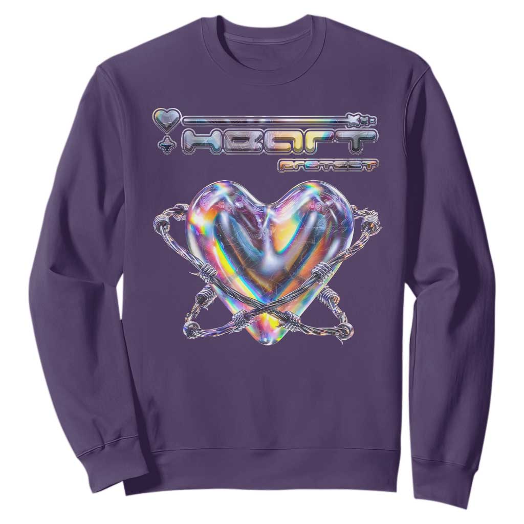 Funny Anti Valentines Day Sweatshirt Heart Protect Anti Love Single Day TS10 Purple Print Your Wear