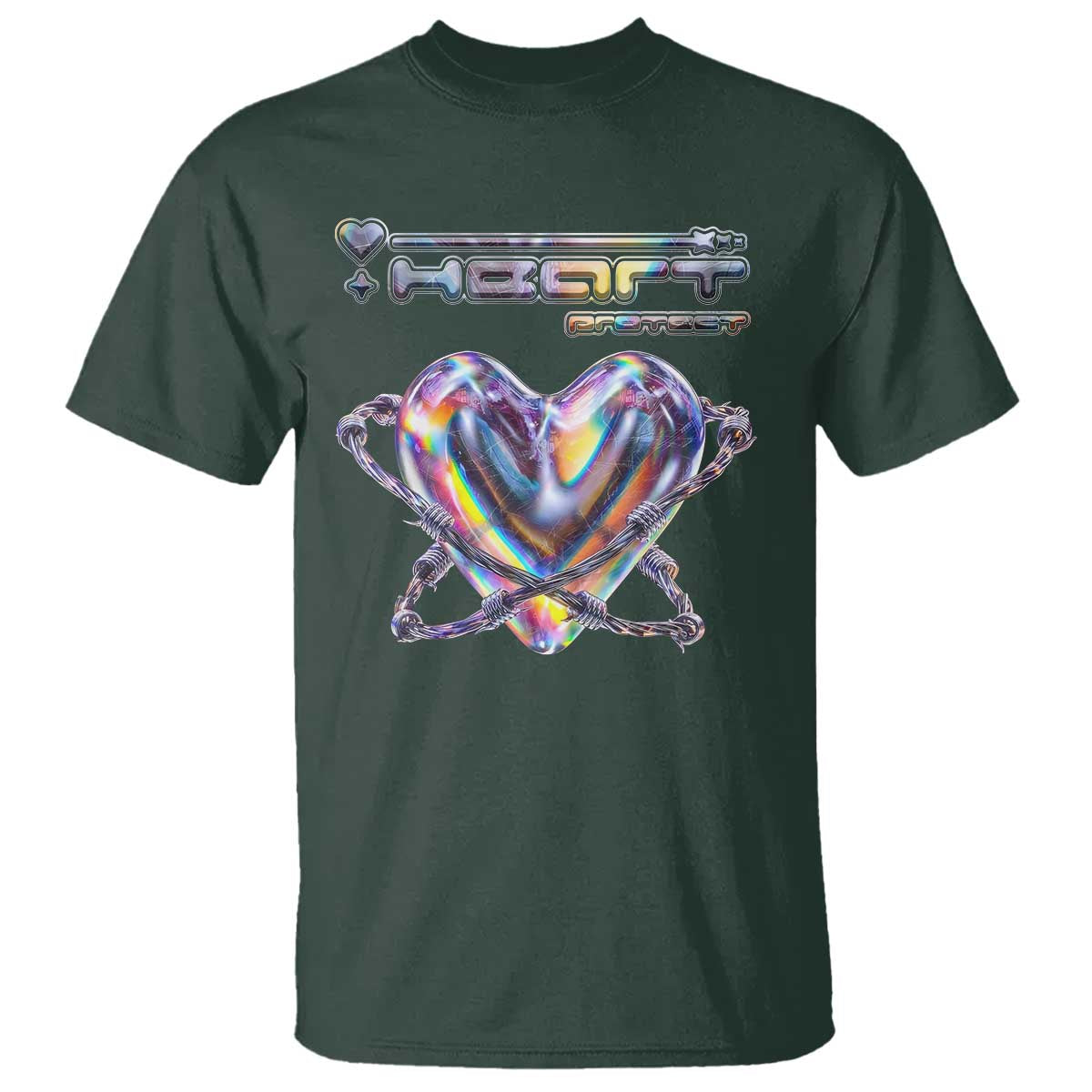 Funny Anti Valentines Day T Shirt Heart Protect Anti Love Single Day TS10 Dark Forest Green Print Your Wear