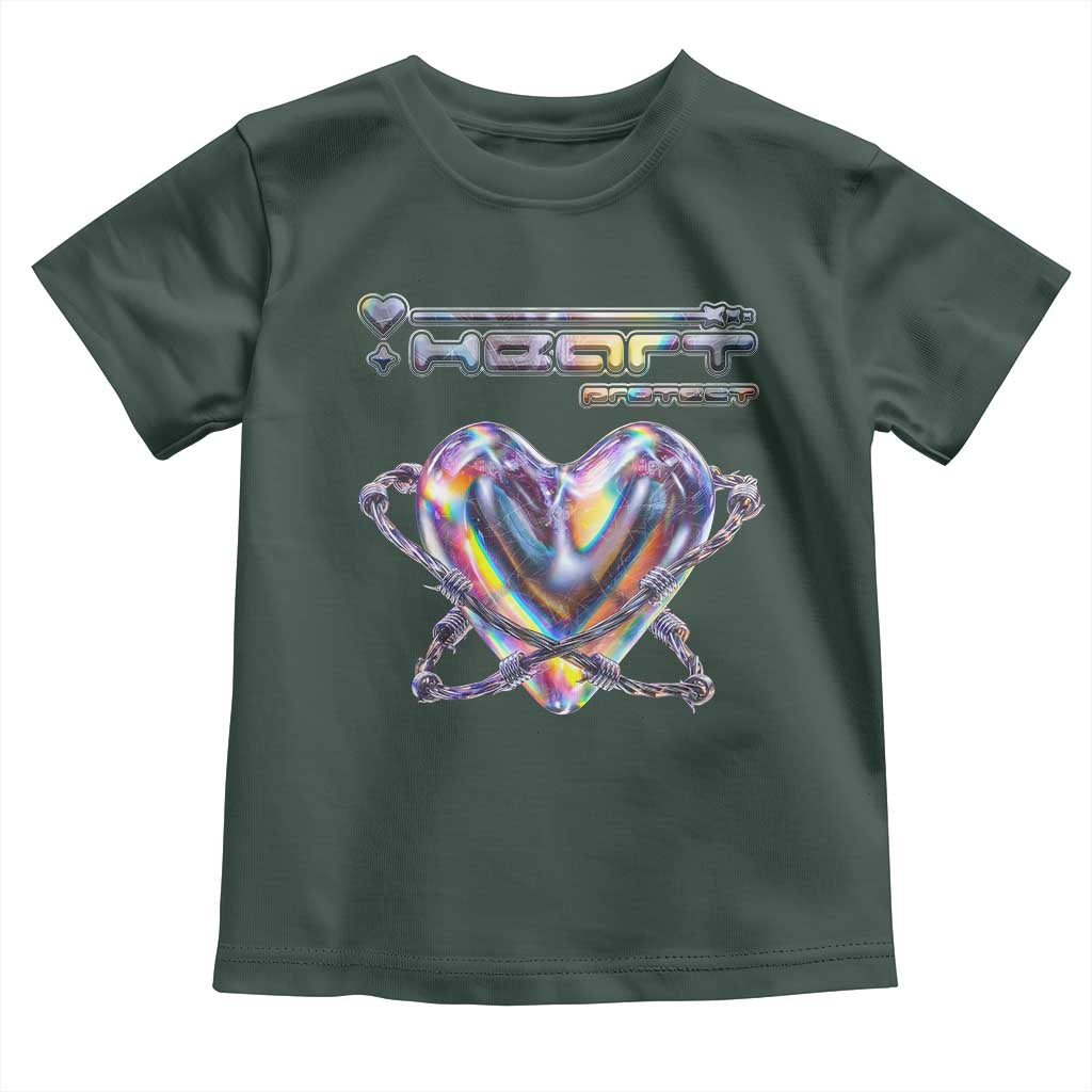 Funny Anti Valentines Day Toddler T Shirt Heart Protect Anti Love Single Day TS10 Dark Forest Green Print Your Wear