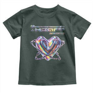 Funny Anti Valentines Day Toddler T Shirt Heart Protect Anti Love Single Day TS10 Dark Forest Green Print Your Wear