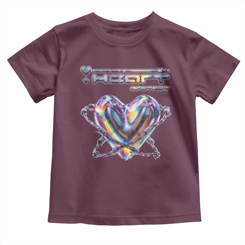 Funny Anti Valentines Day Toddler T Shirt Heart Protect Anti Love Single Day TS10 Maroon Print Your Wear