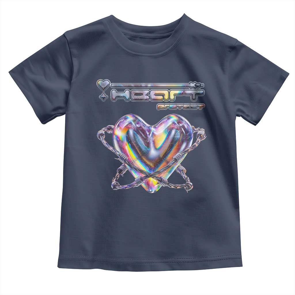 Funny Anti Valentines Day Toddler T Shirt Heart Protect Anti Love Single Day TS10 Navy Print Your Wear