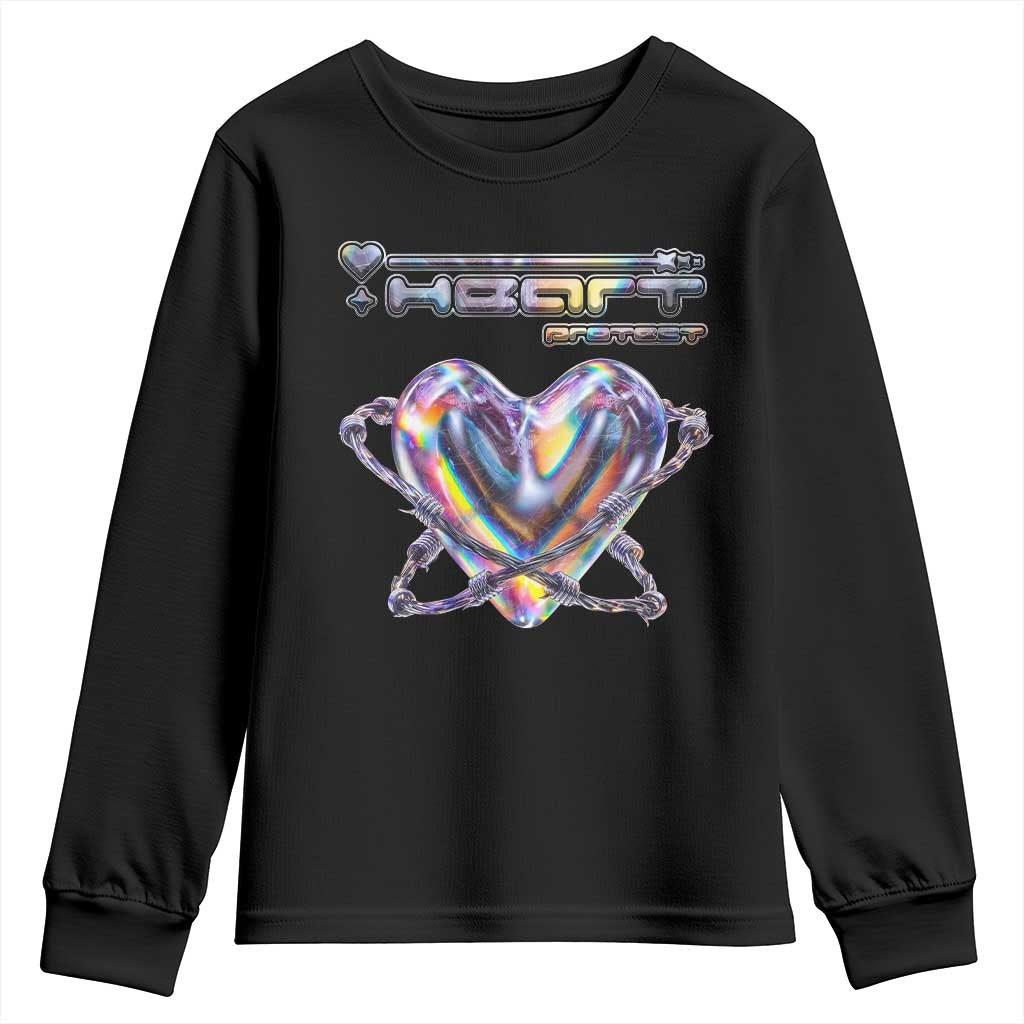 Funny Anti Valentines Day Youth Sweatshirt Heart Protect Anti Love Single Day TS10 Black Print Your Wear