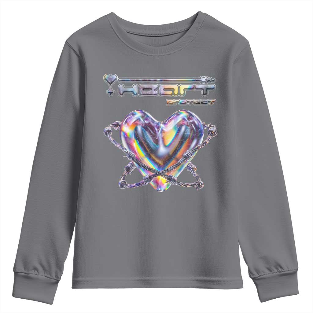 Funny Anti Valentines Day Youth Sweatshirt Heart Protect Anti Love Single Day TS10 Charcoal Print Your Wear