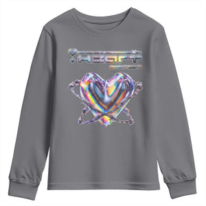 Funny Anti Valentines Day Youth Sweatshirt Heart Protect Anti Love Single Day TS10 Charcoal Print Your Wear