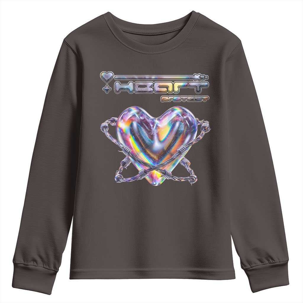 Funny Anti Valentines Day Youth Sweatshirt Heart Protect Anti Love Single Day TS10 Dark Chocolate Print Your Wear