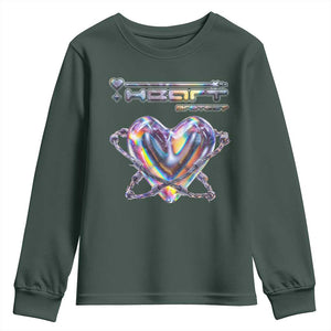 Funny Anti Valentines Day Youth Sweatshirt Heart Protect Anti Love Single Day TS10 Dark Forest Green Print Your Wear