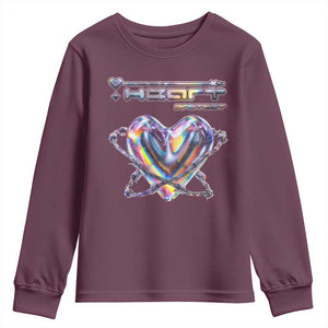 Funny Anti Valentines Day Youth Sweatshirt Heart Protect Anti Love Single Day TS10 Maroon Print Your Wear