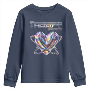 Funny Anti Valentines Day Youth Sweatshirt Heart Protect Anti Love Single Day TS10 Navy Print Your Wear