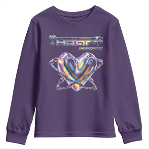 Funny Anti Valentines Day Youth Sweatshirt Heart Protect Anti Love Single Day TS10 Purple Print Your Wear