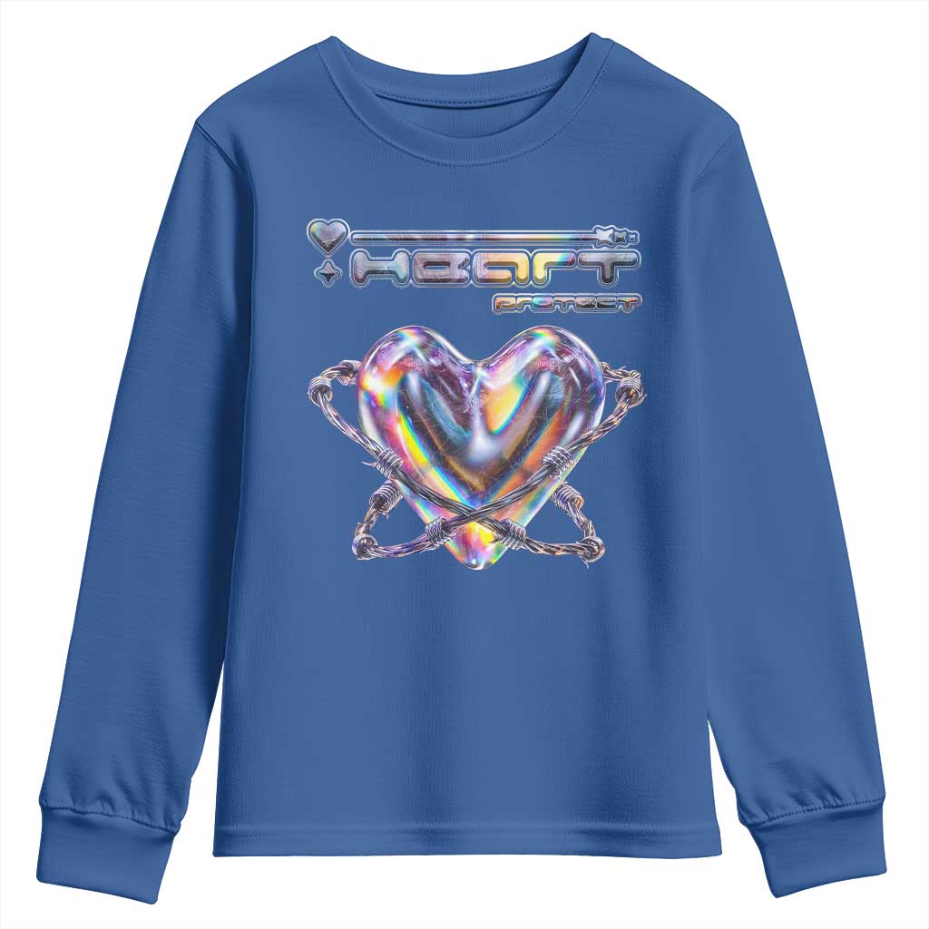 Funny Anti Valentines Day Youth Sweatshirt Heart Protect Anti Love Single Day TS10 Royal Blue Print Your Wear