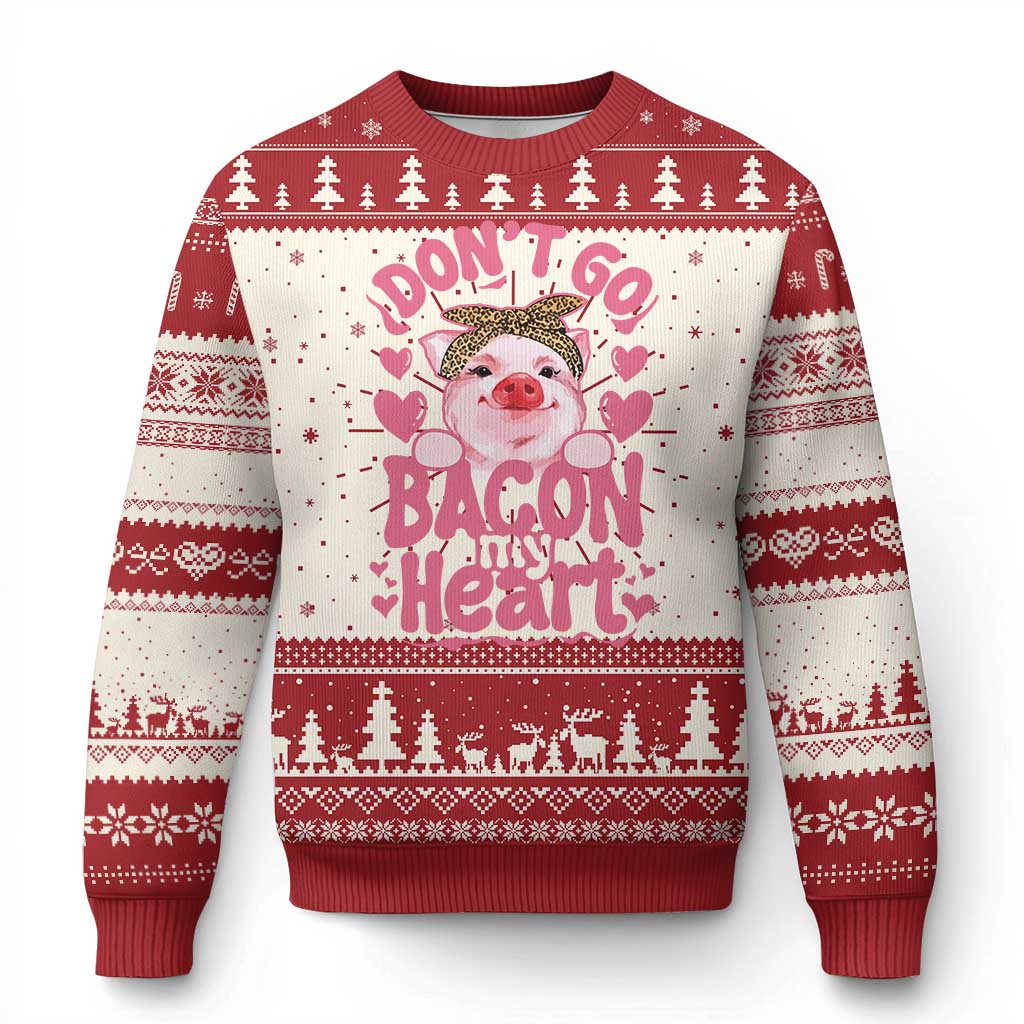 Valentines Party Knit Sweatshirt Don't Go Bacon My Heart Funny Couple - Print Your Wear