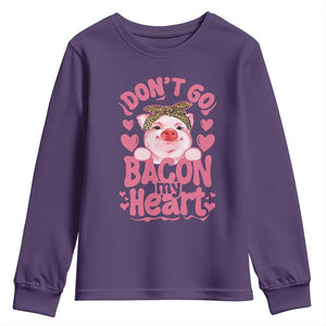 Valentines Party Youth Sweatshirt Don't Go Bacon My Heart Funny Couple TS10 Purple Print Your Wear