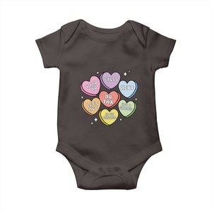Funny Anti Valentines Day Baby Onesie Sarcasm Conversation Candy Hearts TS10 Dark Chocolate Print Your Wear