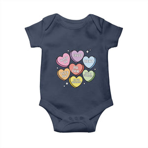 Funny Anti Valentines Day Baby Onesie Sarcasm Conversation Candy Hearts TS10 Navy Print Your Wear