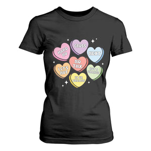 Funny Anti Valentines Day T Shirt For Women Sarcasm Conversation Candy Hearts TS10 Black Print Your Wear