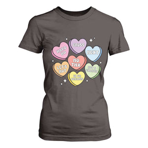 Funny Anti Valentines Day T Shirt For Women Sarcasm Conversation Candy Hearts TS10 Dark Chocolate Print Your Wear
