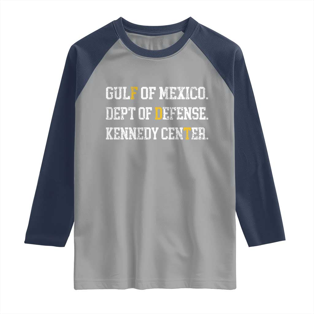 Subtle FDT Raglan Shirt Vintage Gulf of Mexico Dept Of Defense Kennedy Center TS10 Sport Gray Navy Print Your Wear