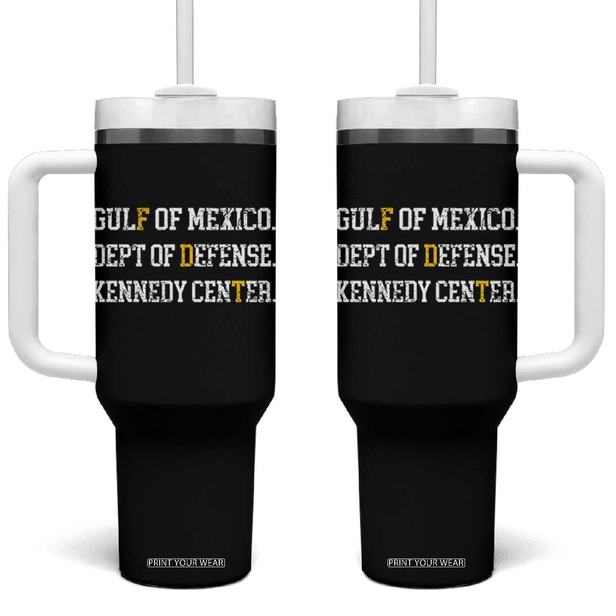 Subtle FDT Tumbler With Handle Vintage Gulf of Mexico Dept Of Defense Kennedy Center TS10 One Size: 40 oz Black Print Your Wear