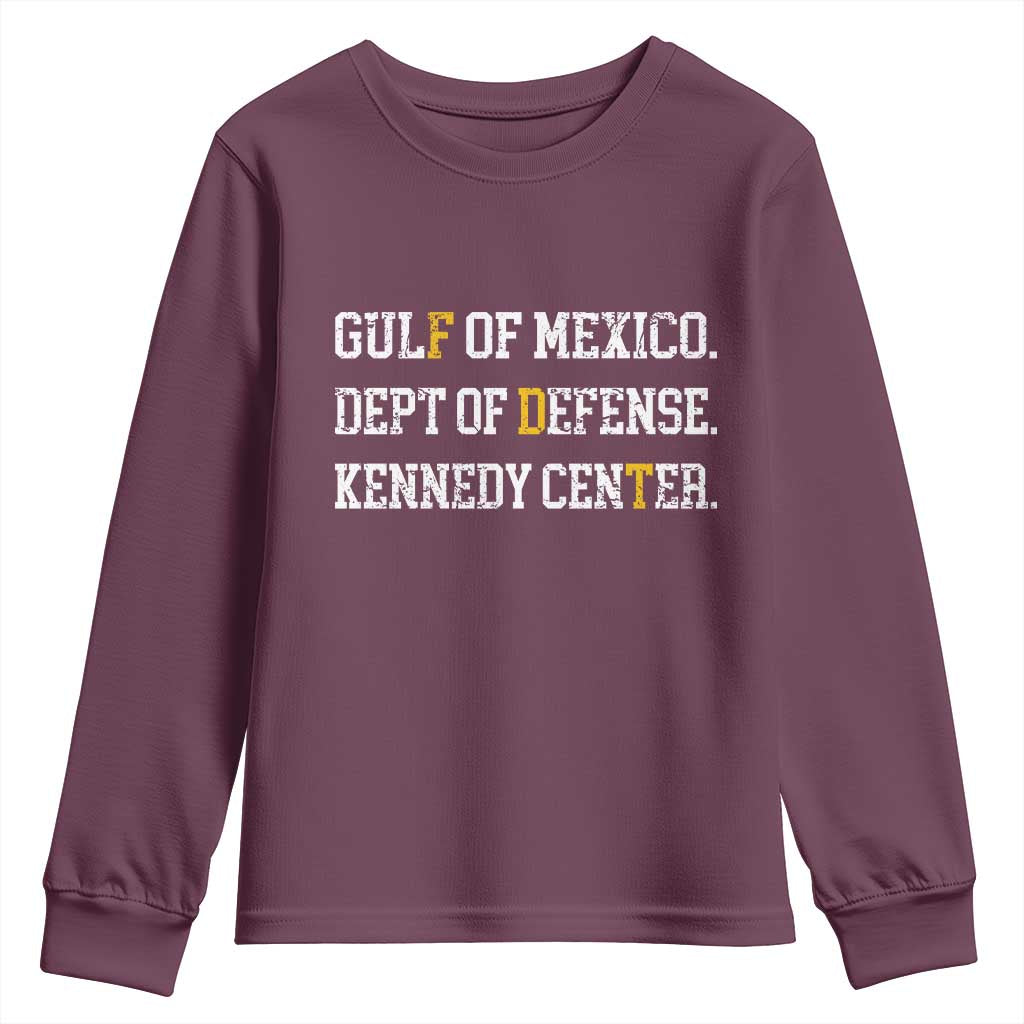 Subtle FDT Youth Sweatshirt Vintage Gulf of Mexico Dept Of Defense Kennedy Center TS10 Maroon Print Your Wear