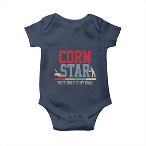 Your Hole is My Goal Inappropriate Cornhole Baby Onesie Funny Naughty Adult Humor Cornstar TS10 Navy Print Your Wear