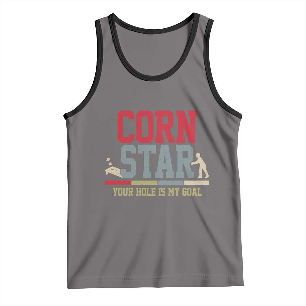 Your Hole is My Goal Inappropriate Cornhole Tank Top Funny Naughty Adult Humor Cornstar TS10 Deep Heather Black Print Your Wear