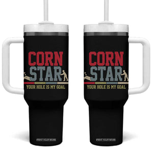 Your Hole is My Goal Inappropriate Cornhole Tumbler With Handle Funny Naughty Adult Humor Cornstar TS10 One Size: 40 oz Black Print Your Wear