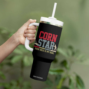 Your Hole is My Goal Inappropriate Cornhole Tumbler With Handle Funny Naughty Adult Humor Cornstar TS10 Print Your Wear