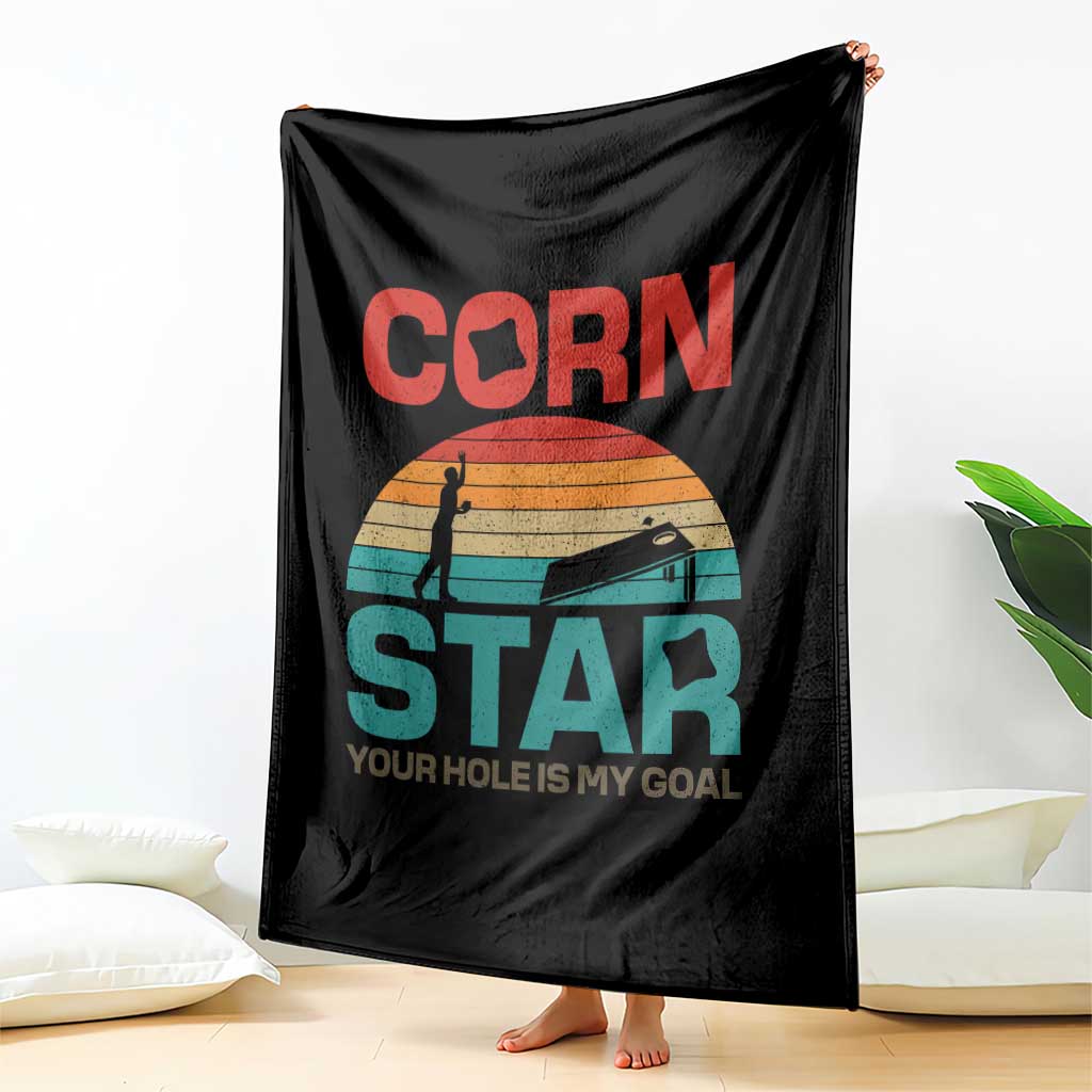Inappropriate Cornhole Throw Blanket Retro Funny Adult Humor Cornstar Your Hole Is My Goal TS10 Print Your Wear
