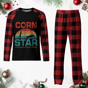 Inappropriate Cornhole Plaid Pajama Set Retro Funny Adult Humor Cornstar Your Hole Is My Goal TS10 Buffalo Plaid Print Your Wear