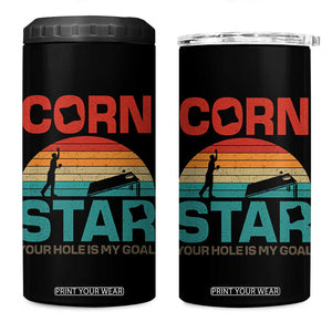 Inappropriate Cornhole 4 in 1 Can Cooler Tumbler Retro Funny Adult Humor Cornstar Your Hole Is My Goal TS10 One Size: 16 oz Black Print Your Wear
