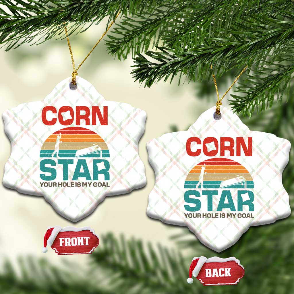Inappropriate Cornhole Ceramic Ornament Retro Funny Adult Humor Cornstar Your Hole Is My Goal TS10 Print Your Wear