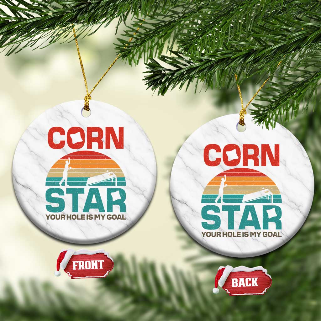Inappropriate Cornhole Ceramic Ornament Retro Funny Adult Humor Cornstar Your Hole Is My Goal TS10 1pc White Marble Print Your Wear