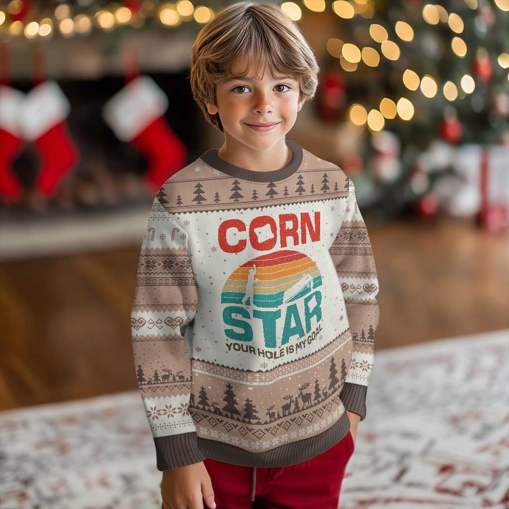 Inappropriate Cornhole Ugly Christmas Sweater Retro Funny Adult Humor Cornstar Your Hole Is My Goal TS10 Mocha Mousse Print Your Wear