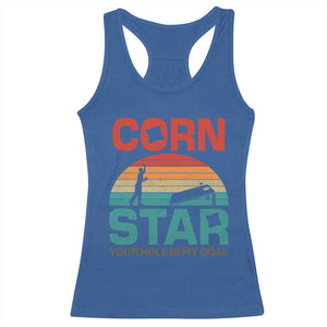 Inappropriate Cornhole Racerback Tank Top Retro Funny Adult Humor Cornstar Your Hole Is My Goal TS10 Royal Blue Print Your Wear