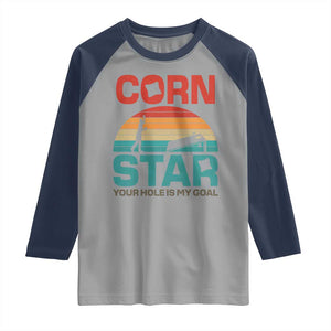 Inappropriate Cornhole Raglan Shirt Retro Funny Adult Humor Cornstar Your Hole Is My Goal TS10 Sport Gray Navy Print Your Wear