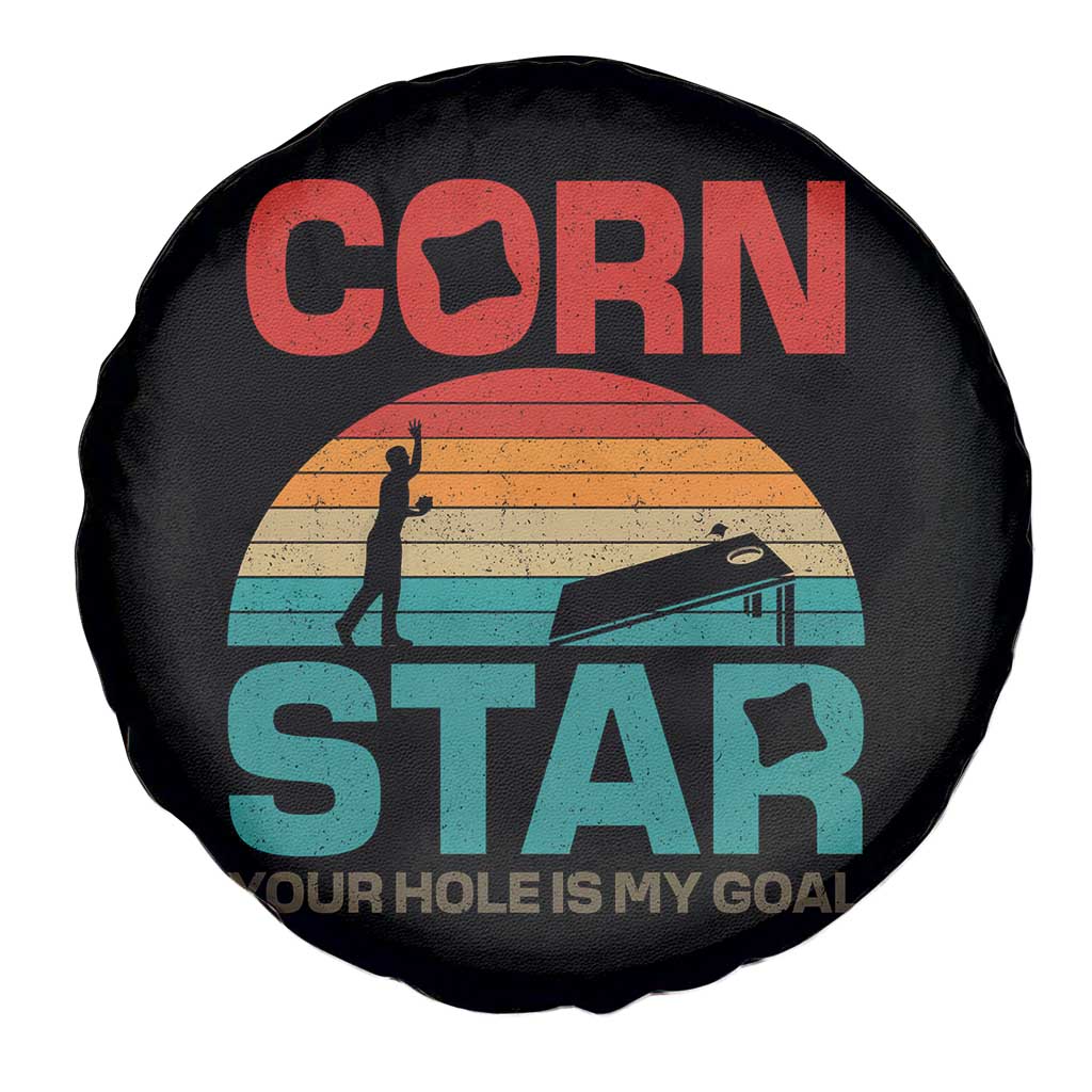 Inappropriate Cornhole Spare Tire Cover Retro Funny Adult Humor Cornstar Your Hole Is My Goal TS10 Print Your Wear