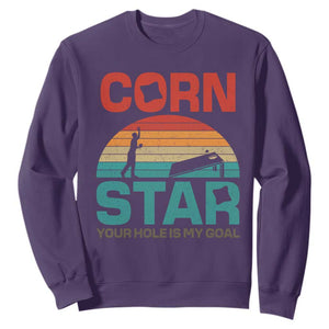 Inappropriate Cornhole Sweatshirt Retro Funny Adult Humor Cornstar Your Hole Is My Goal TS10 Purple Print Your Wear