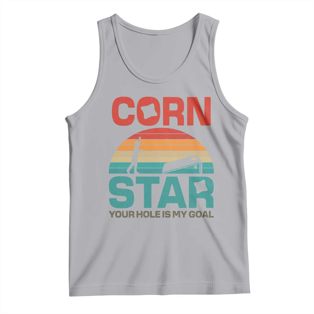 Inappropriate Cornhole Tank Top Retro Funny Adult Humor Cornstar Your Hole Is My Goal TS10 Athletic Heather Print Your Wear