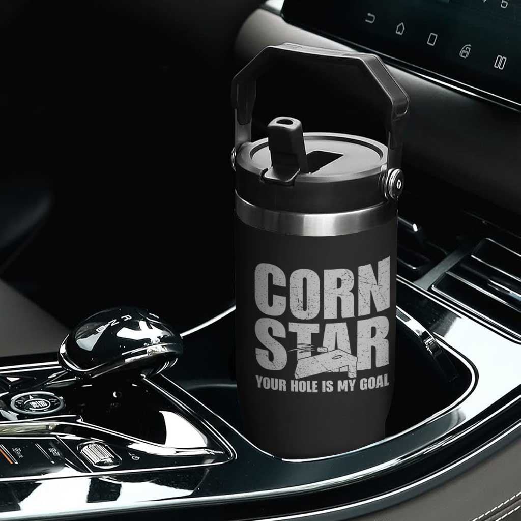 Inappropriate Cornhole Flip Straw Tumbler Funny Adult Humor Cornstar Your Hole Is My Goal TS10 Print Your Wear