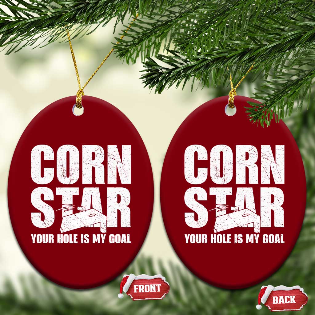 Inappropriate Cornhole Ceramic Ornament Funny Adult Humor Cornstar Your Hole Is My Goal TS10 Print Your Wear