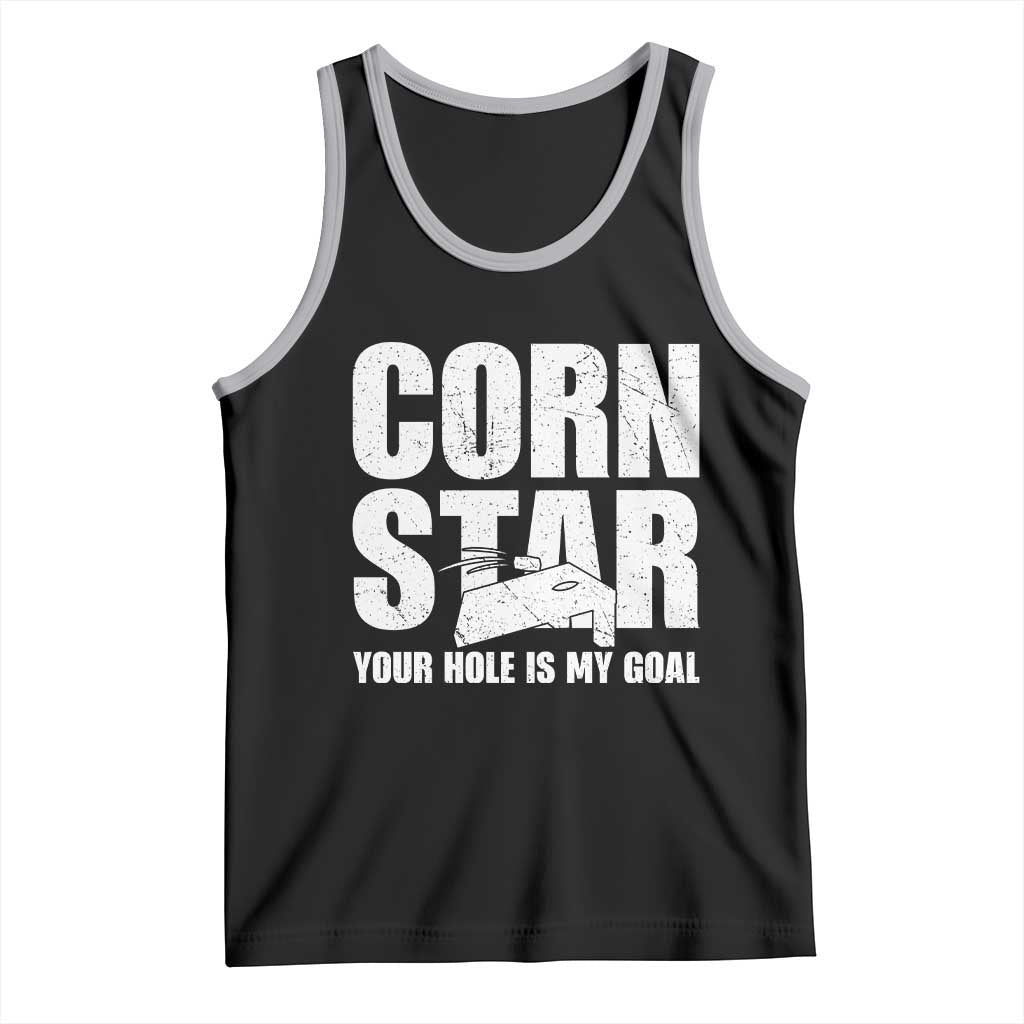 Inappropriate Cornhole Tank Top Funny Adult Humor Cornstar Your Hole Is My Goal TS10 Black Athletic Heather Print Your Wear