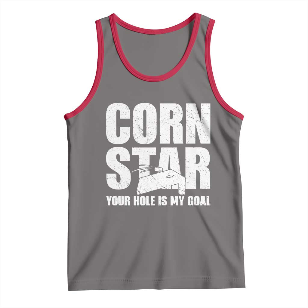 Inappropriate Cornhole Tank Top Funny Adult Humor Cornstar Your Hole Is My Goal TS10 Deep Heather Red Print Your Wear