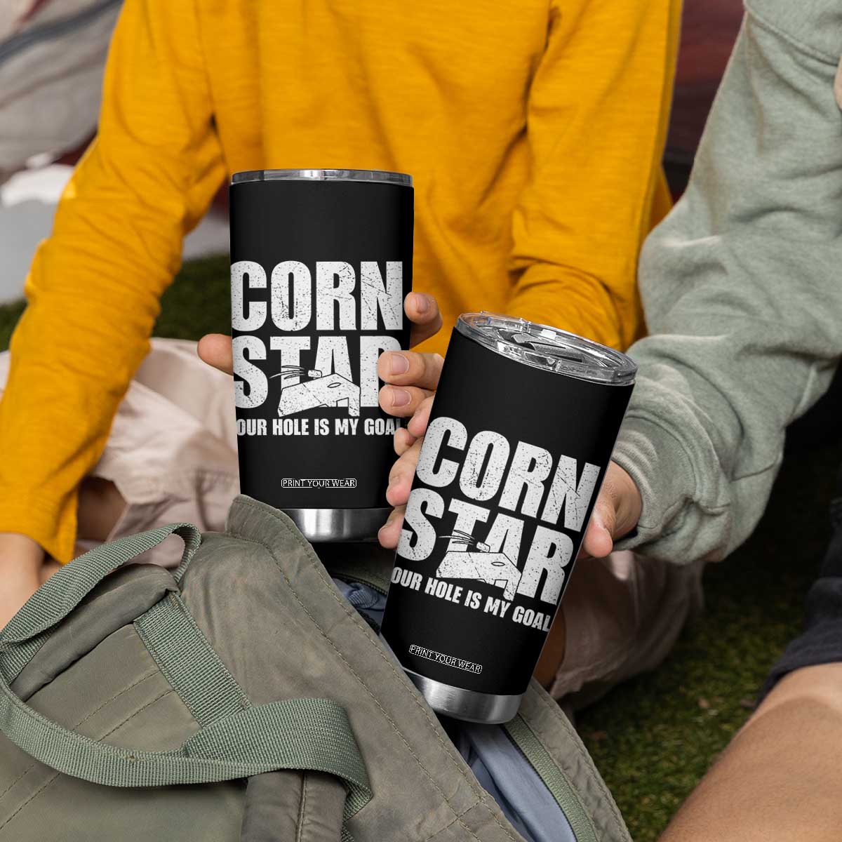 Inappropriate Cornhole Tumbler Cup Funny Adult Humor Cornstar Your Hole Is My Goal TS10 Print Your Wear