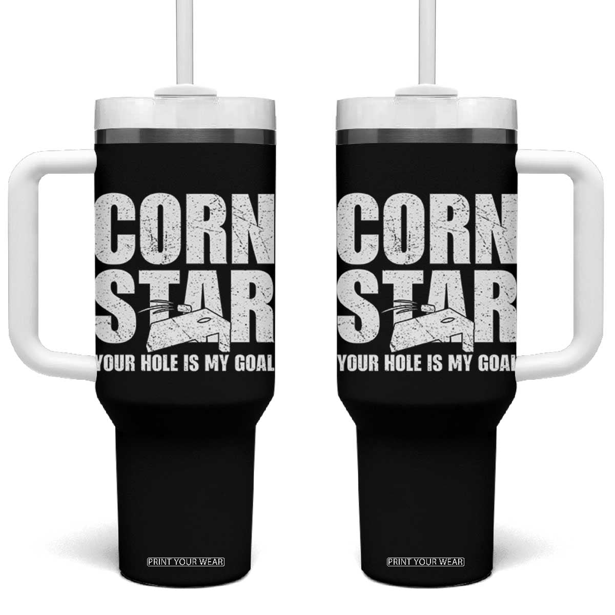 Inappropriate Cornhole Tumbler With Handle Funny Adult Humor Cornstar Your Hole Is My Goal TS10 One Size: 40 oz Black Print Your Wear