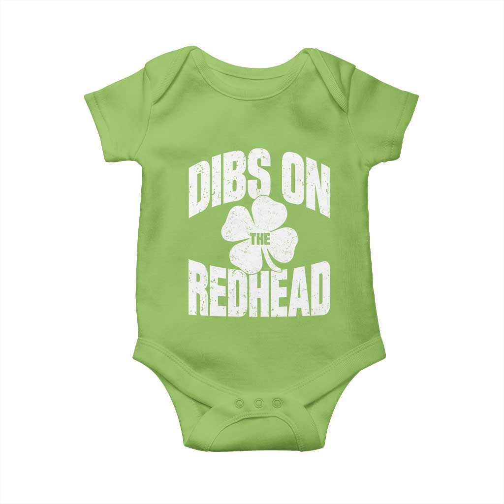 Funny Irish St Patricks Day Shamrock Dibs On The Redhead Baby Onesie TS10 Lime Print Your Wear
