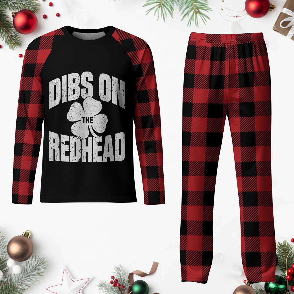 Funny Irish St Patricks Day Shamrock Dibs On The Redhead Plaid Pajama Set TS10 Buffalo Plaid Print Your Wear